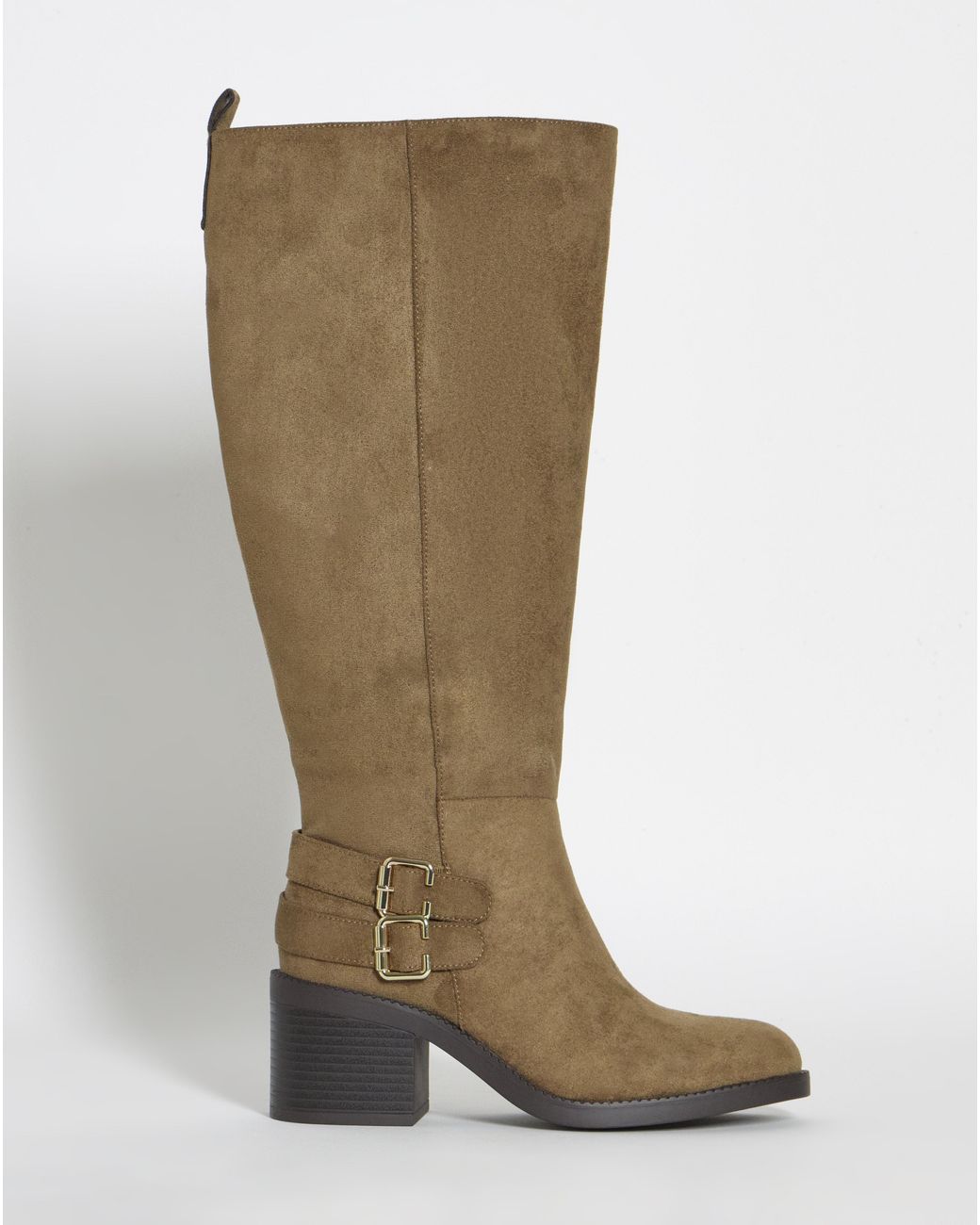 Simply Be Blue Block Heel Knee High Boot Wide C
