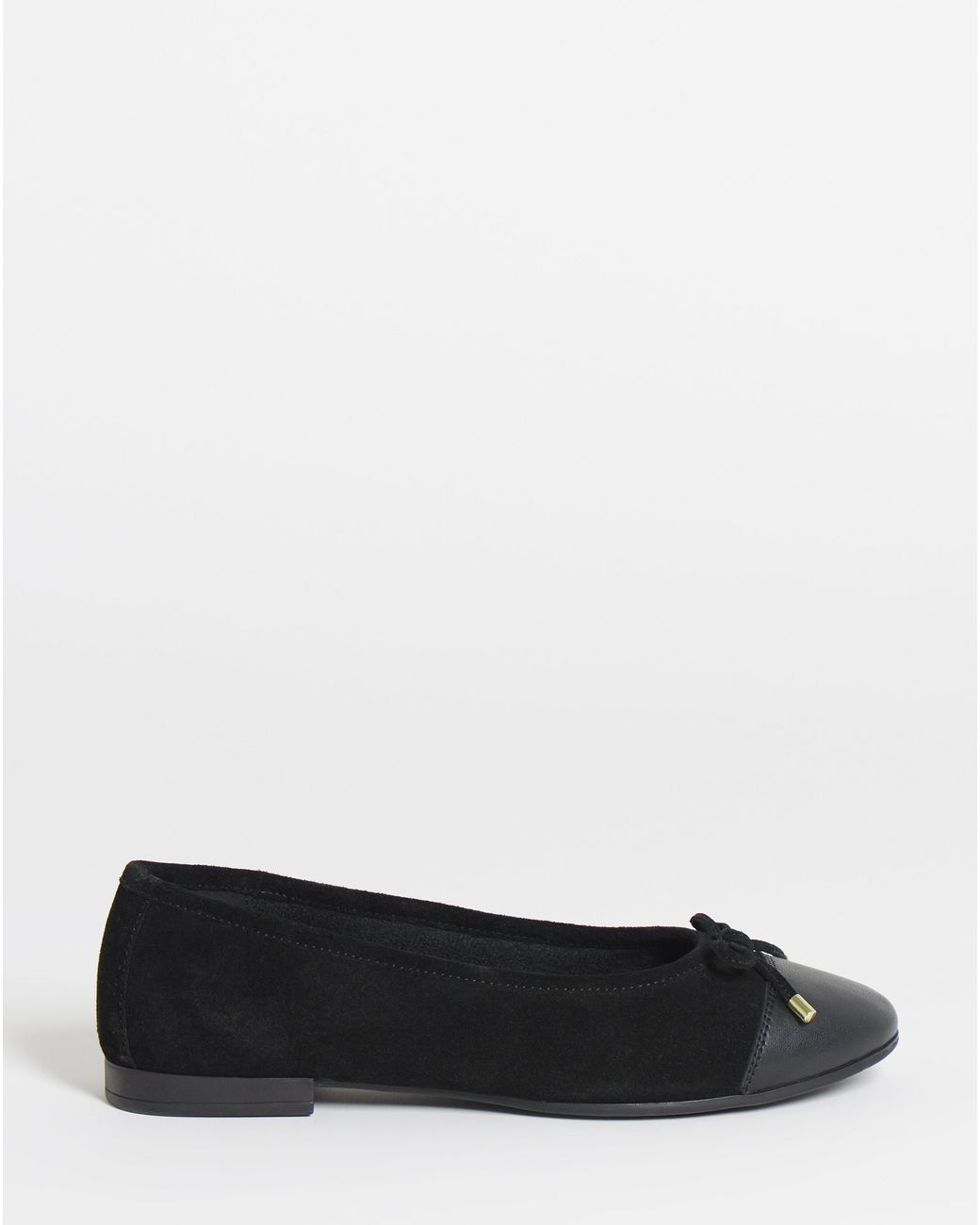JD Williams Black Classic Leather Ballerina Shoes Ex Wide