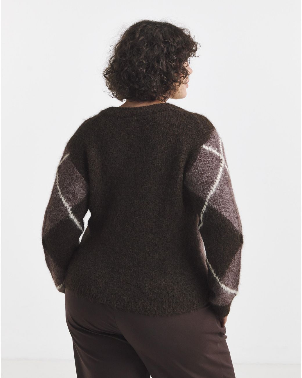 Vila Gray Tolise V-Neck Check Knit Jumper