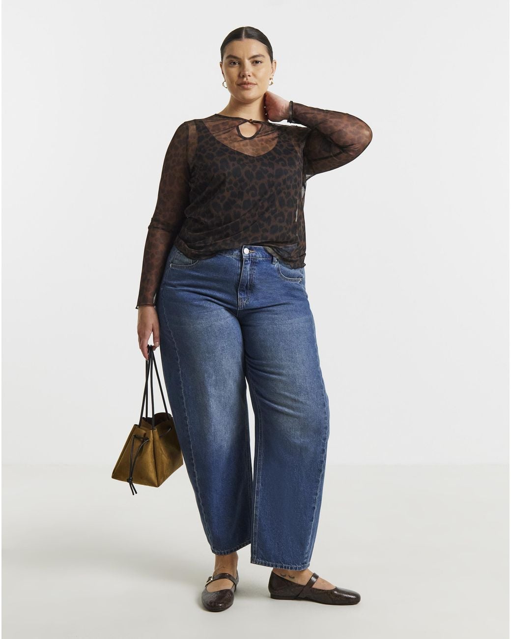 Simply Be Brown Key Hole Ls Top