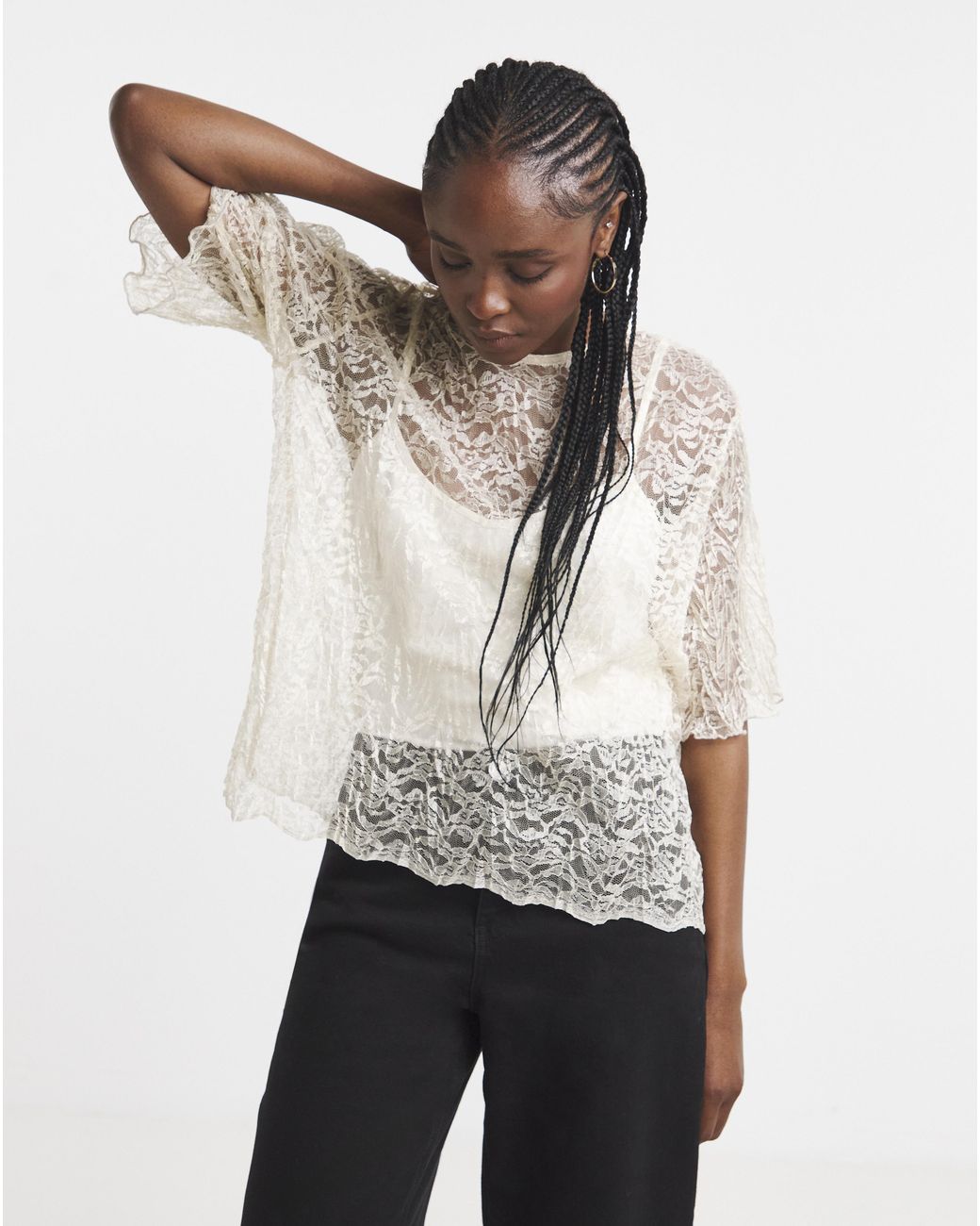 Simply Be Brown Lace Boxy Top