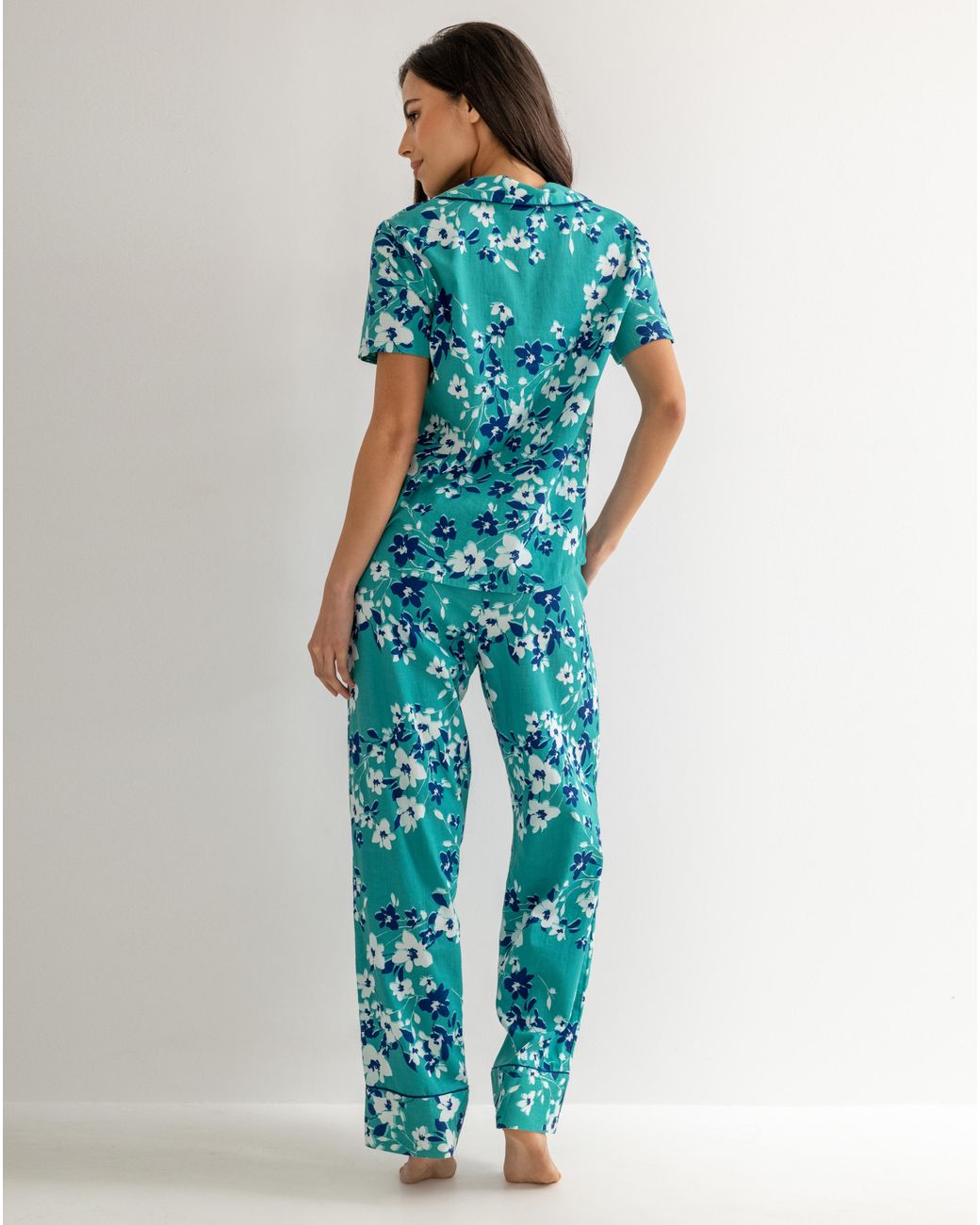Pour Moi Blue Cotton Satin Pj Set