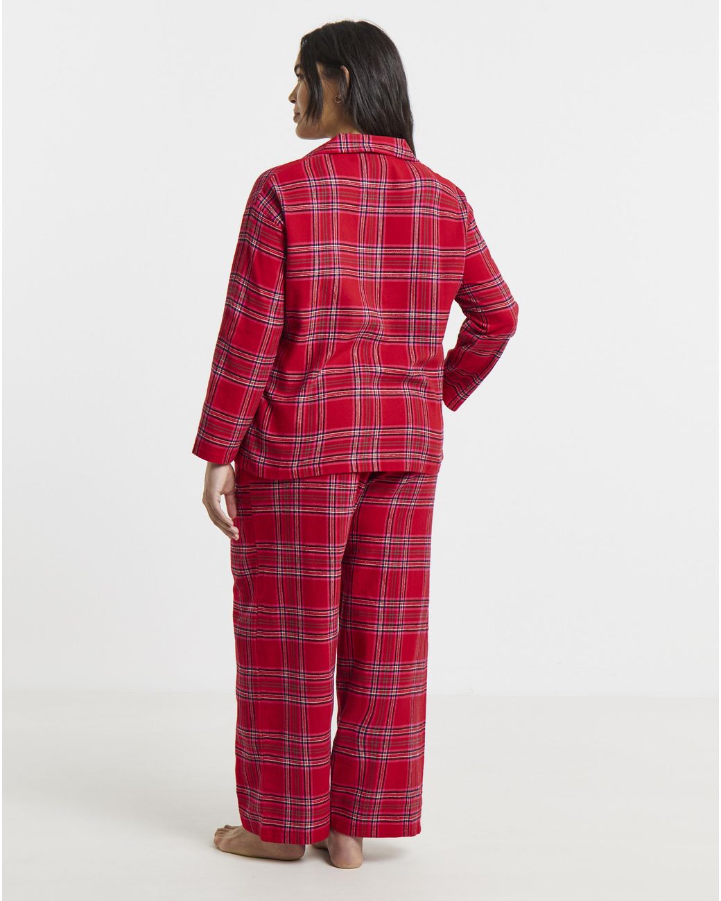 Pretty Secrets Red Check Button Through Pyjama Set