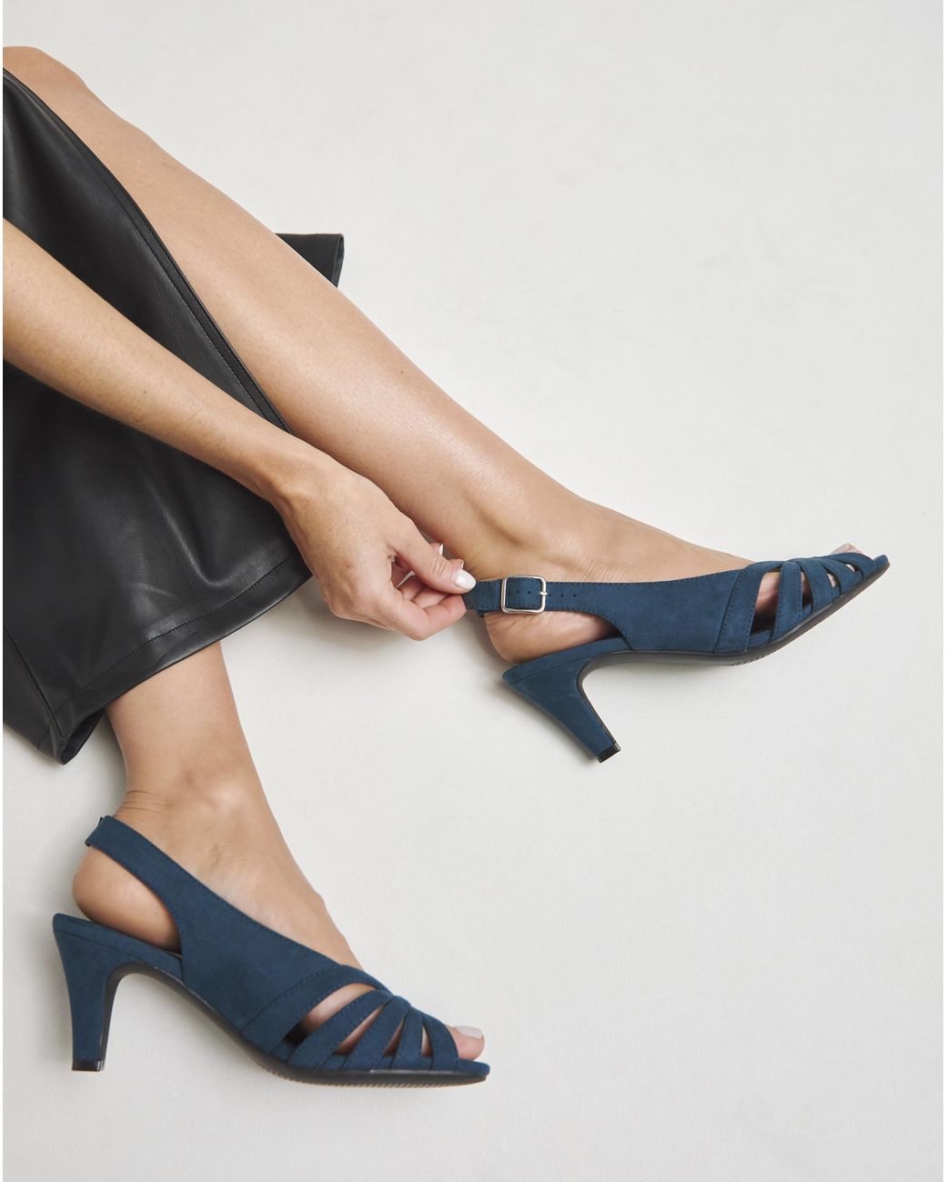 JD Williams Blue Peep Toe Slingback Shoes Wide