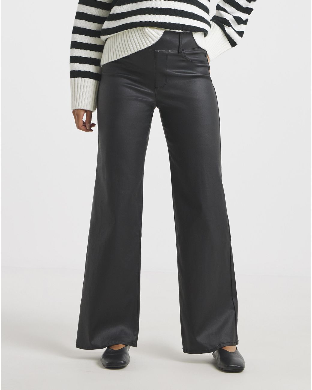 Simply Be White Coated Wide Leg Jeggings