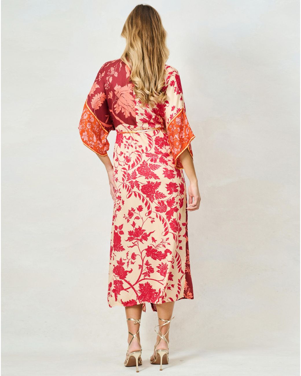 Hope & Ivy Red Salma Kimono Dress