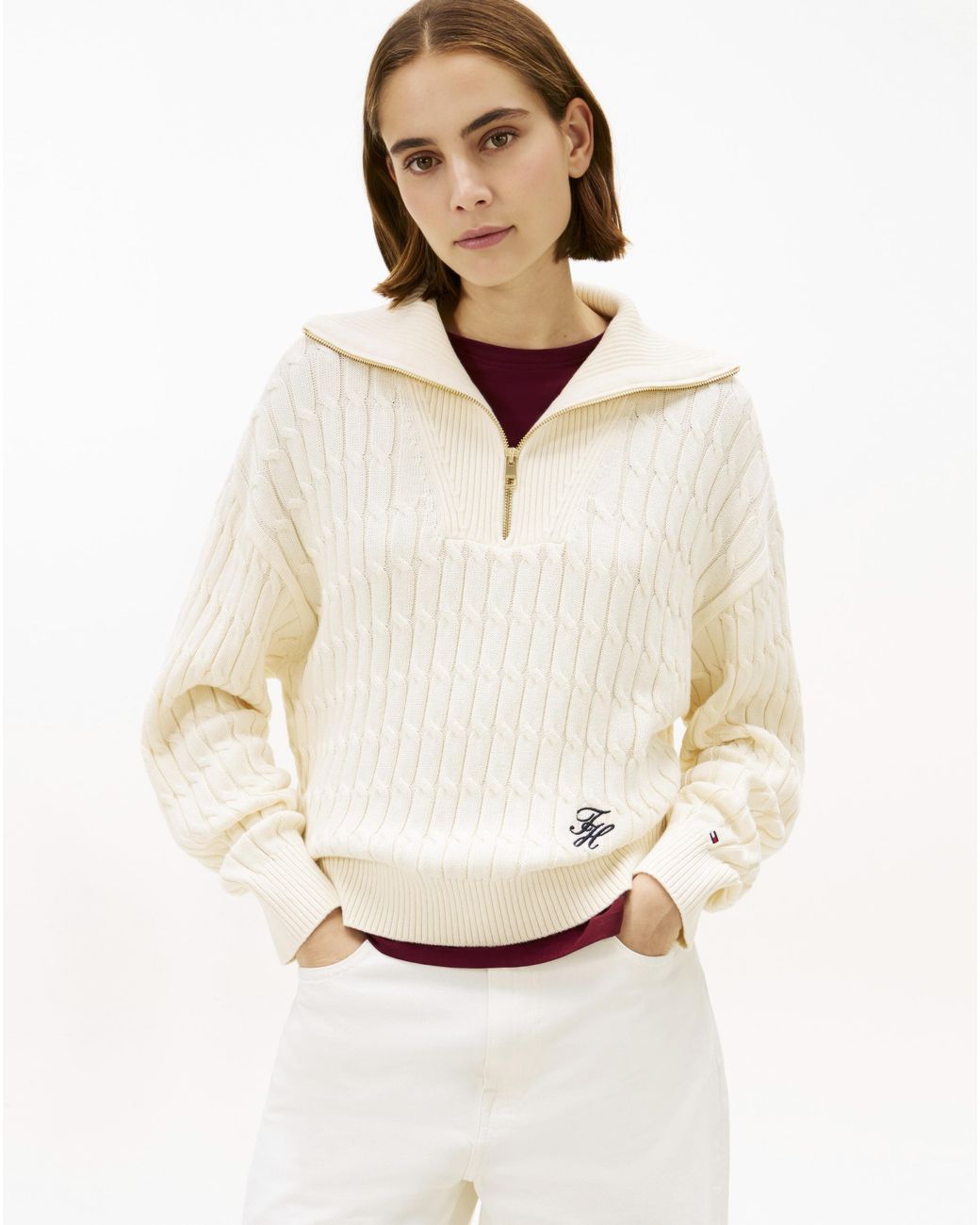 Tommy Hilfiger Natural Cable Zip Hoodie