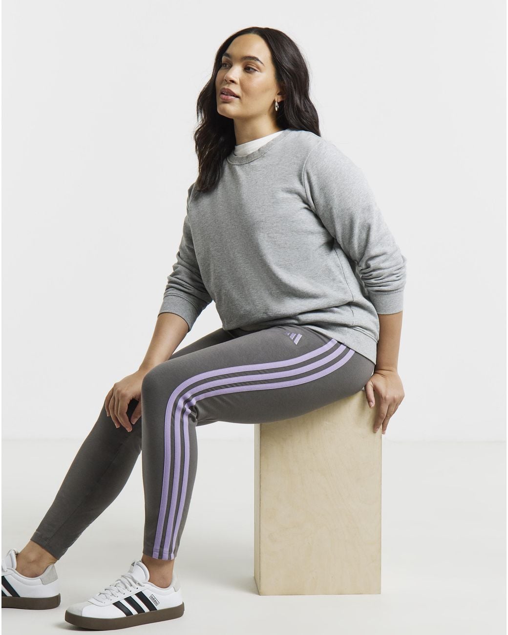 Adidas Gray Essentials 3-Stripes Leggings
