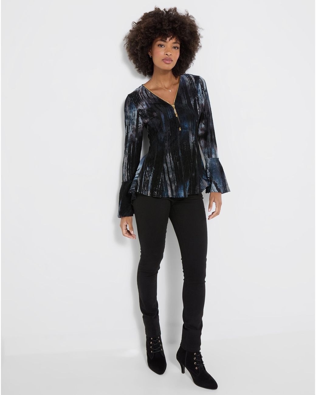 Joe Browns Black Remarkable Zip Front Top