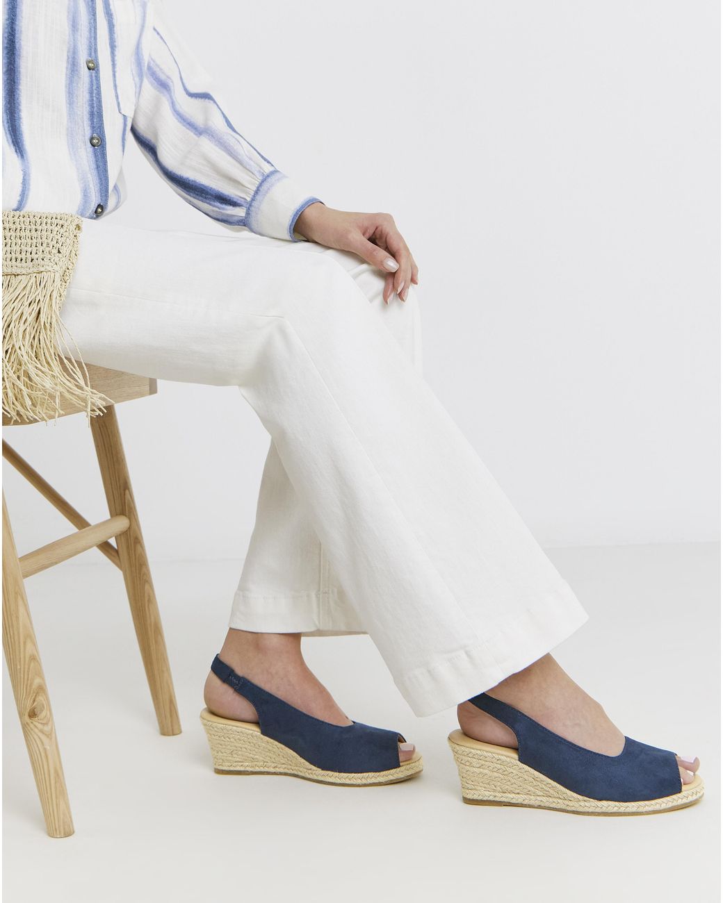 JD Williams Blue Peep Toe Espadrille Wedge Wide