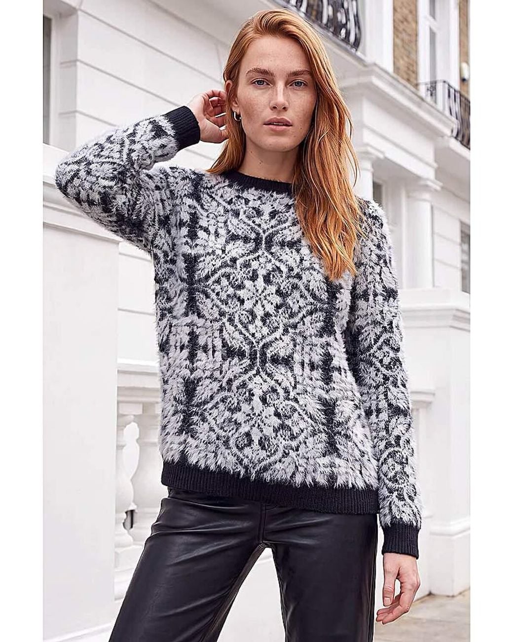 Roman Black Roman Fluffy Pattern Knit Jumper