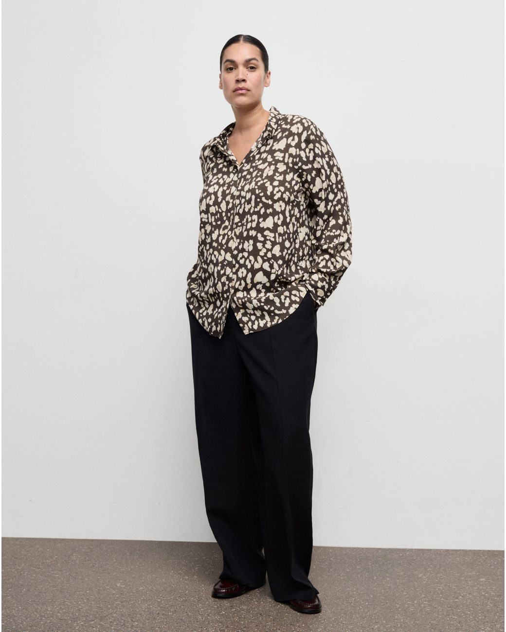 Mango Black Animal Print Shirt