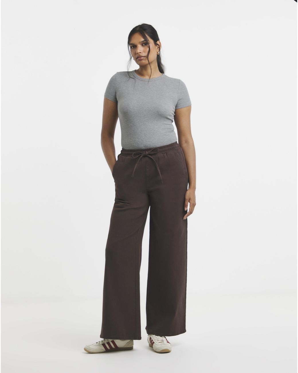 Simply Be Brown Wide Leg Jogger Jean