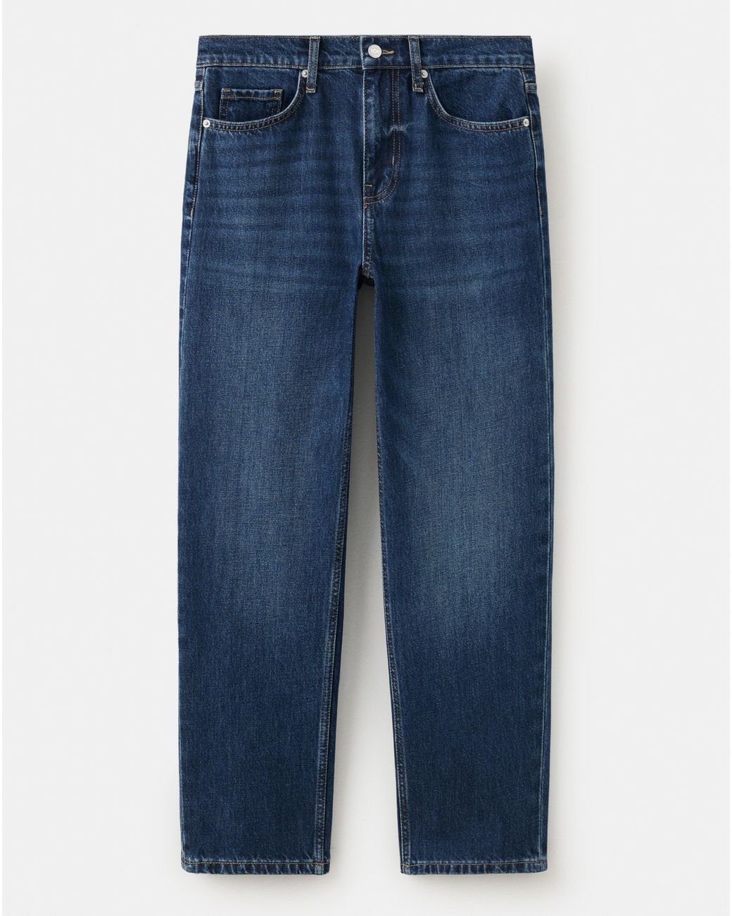 Mango Blue Mid Rise Straight Jeans