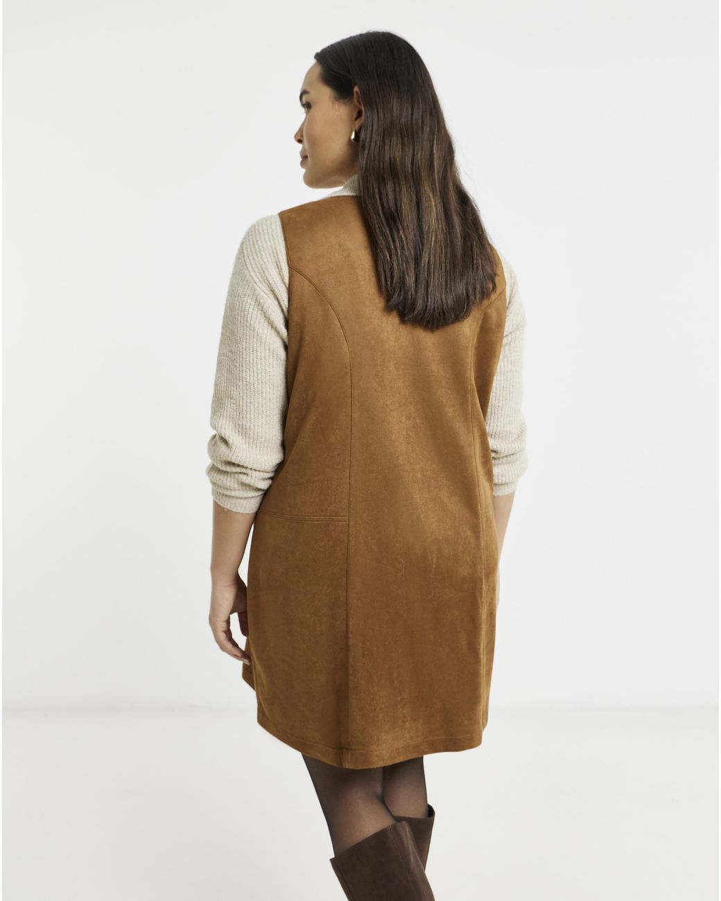 Simply Be Brown Suedette Button Through Dress