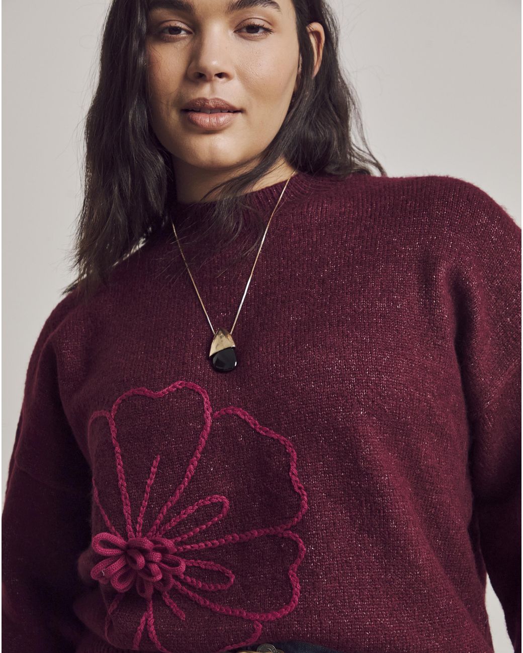 Julipa Purple Floral 3/4 Sleeve Jumper