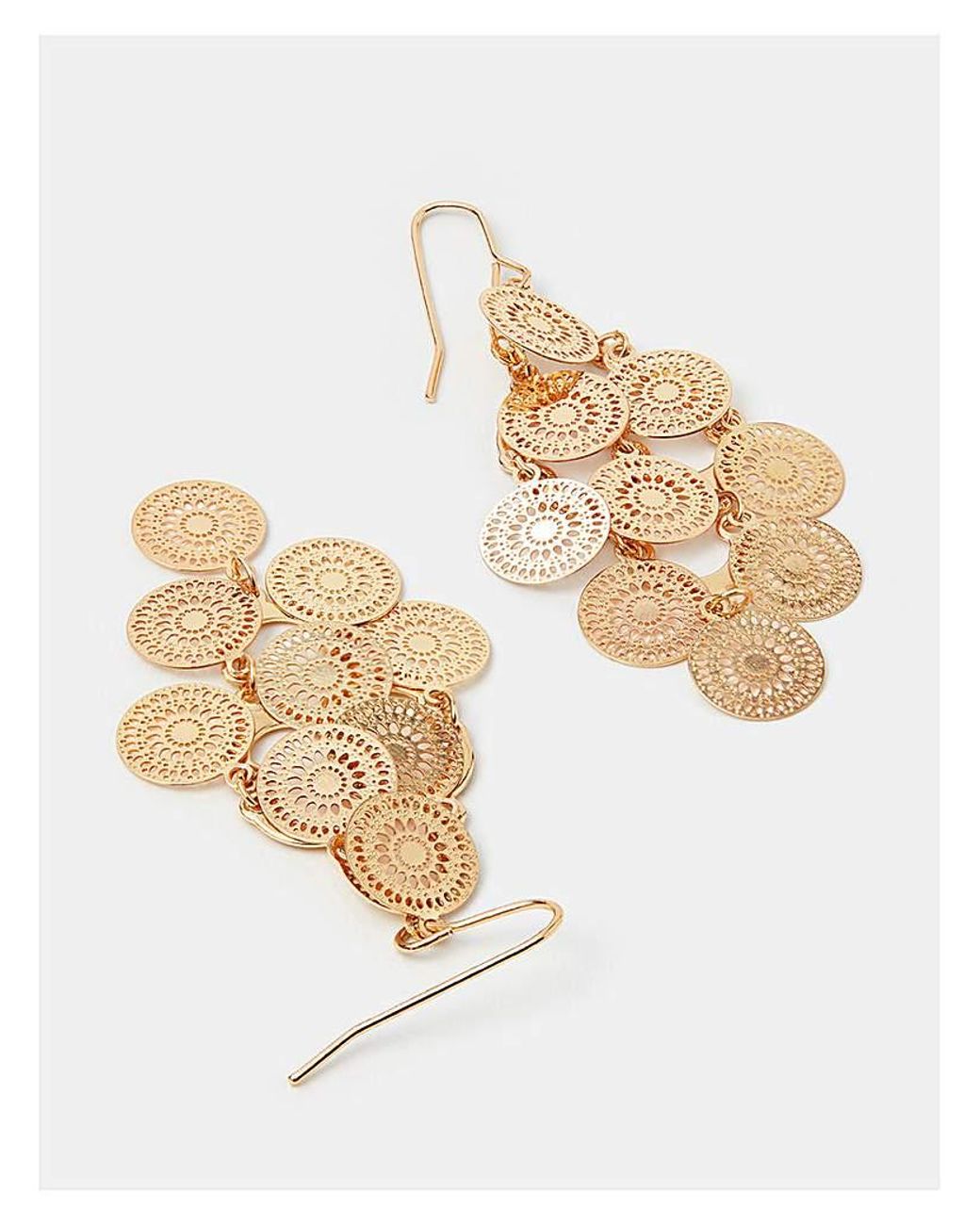 Accessorize White Filigree Disc Drop Earrings