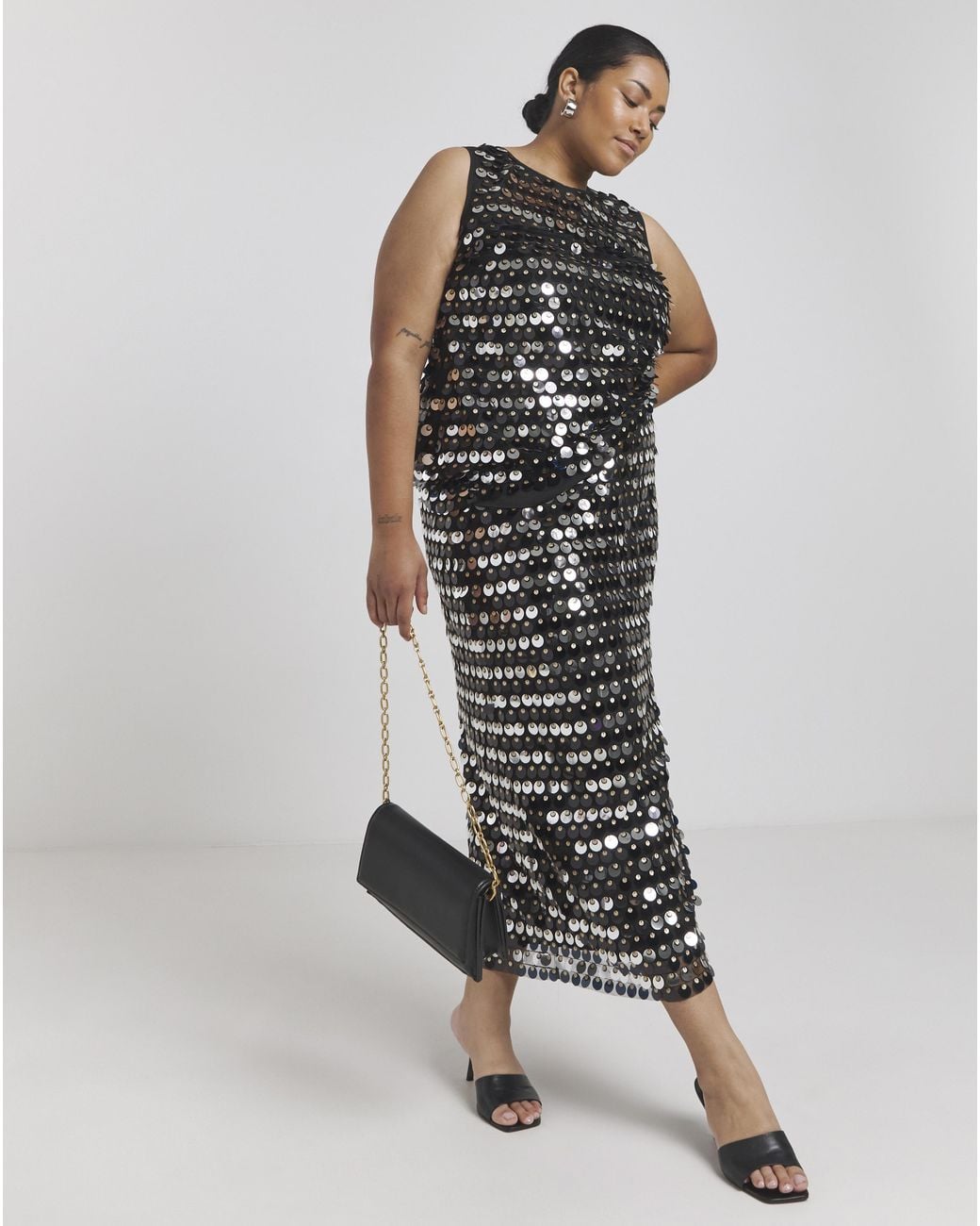 Joanna Hope Multicolor Sequin Column Skirt