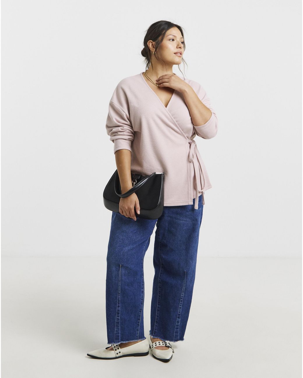 Simply Be Natural Ribbed Wrap Top