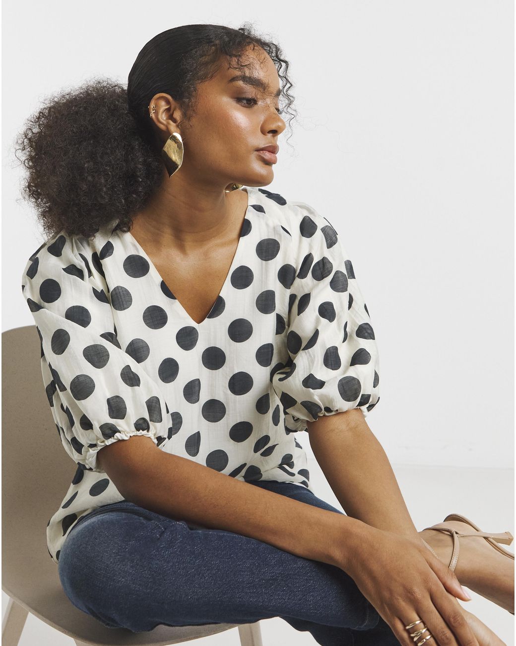Joanna Hope Multicolor Puff Sleeve Top