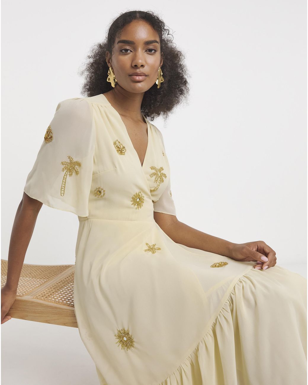 Hope & Ivy Metallic Vera Wrap Maxi Dress