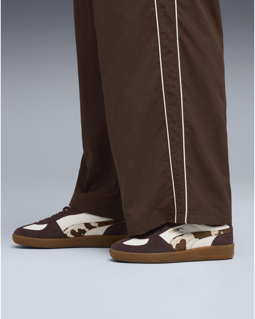 PUMA Brown Palermo Cow Print Trainers