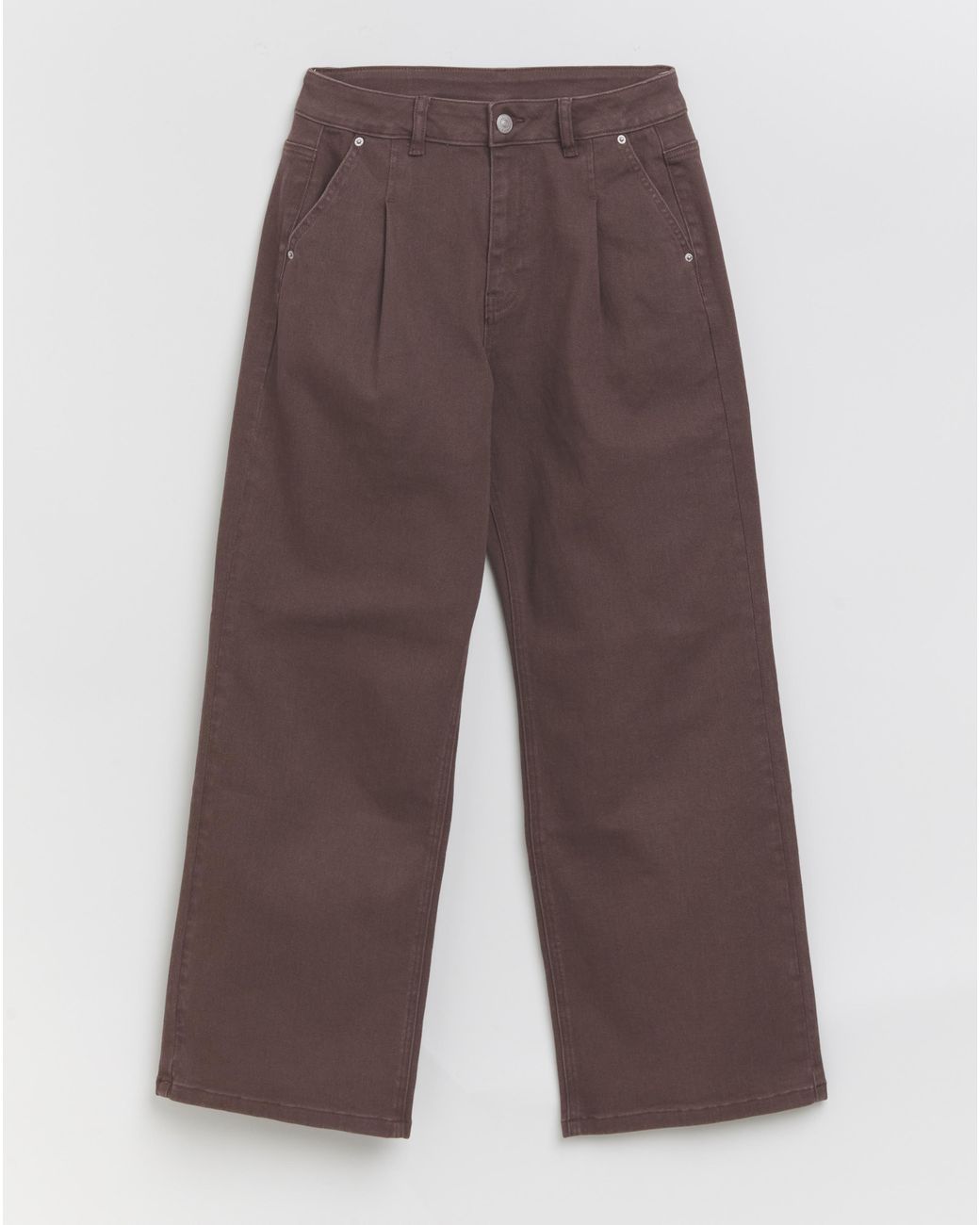 Simply Be Brown Sbe Milk Pleat Wide Jeans