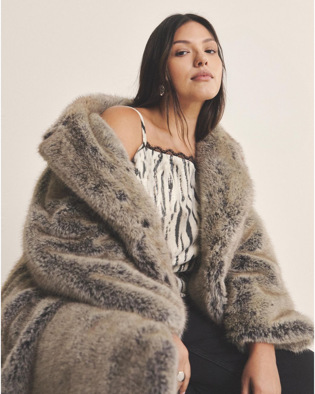 Simply Be Natural Sbe Faux Fur Maxi Coat
