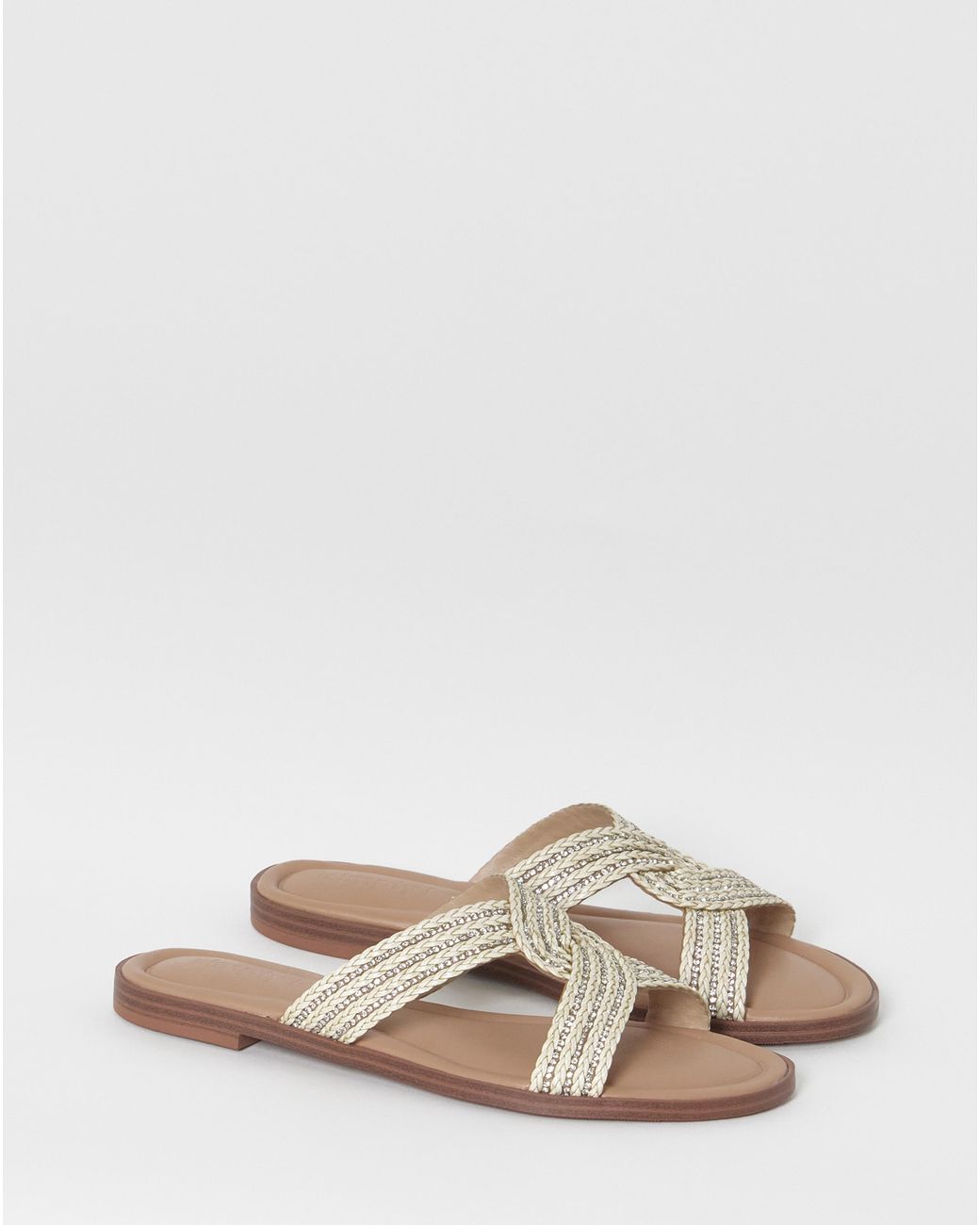 Simply Be Gray Woven Twist Flat Sandals Extra Wide