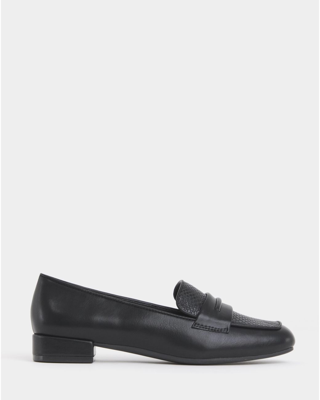 JD Williams Black Block Heel Penny Loafer Ex Wide