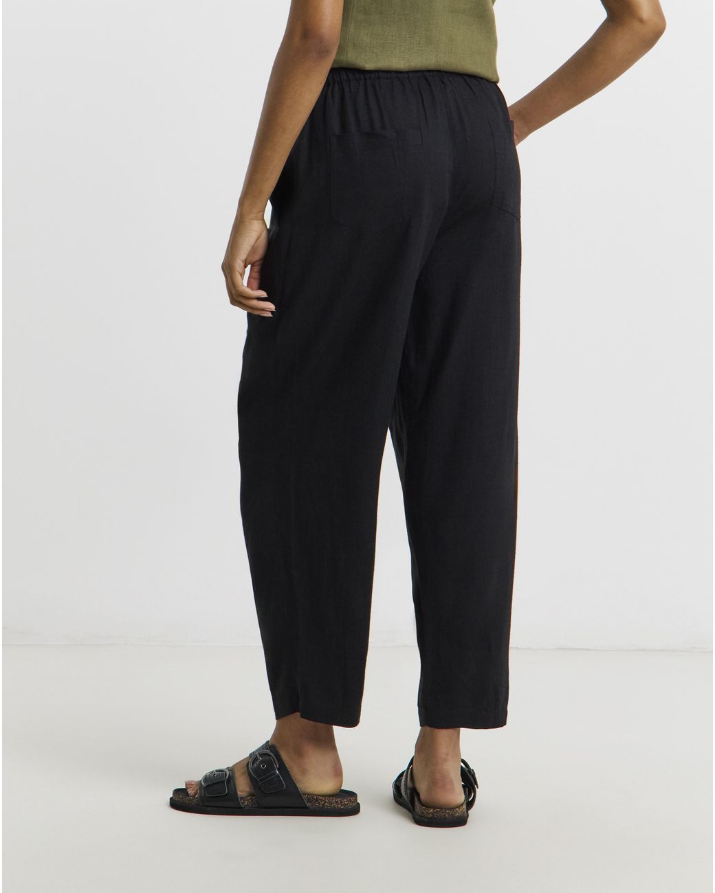 Simply Be Black Linen Barrel Trousers