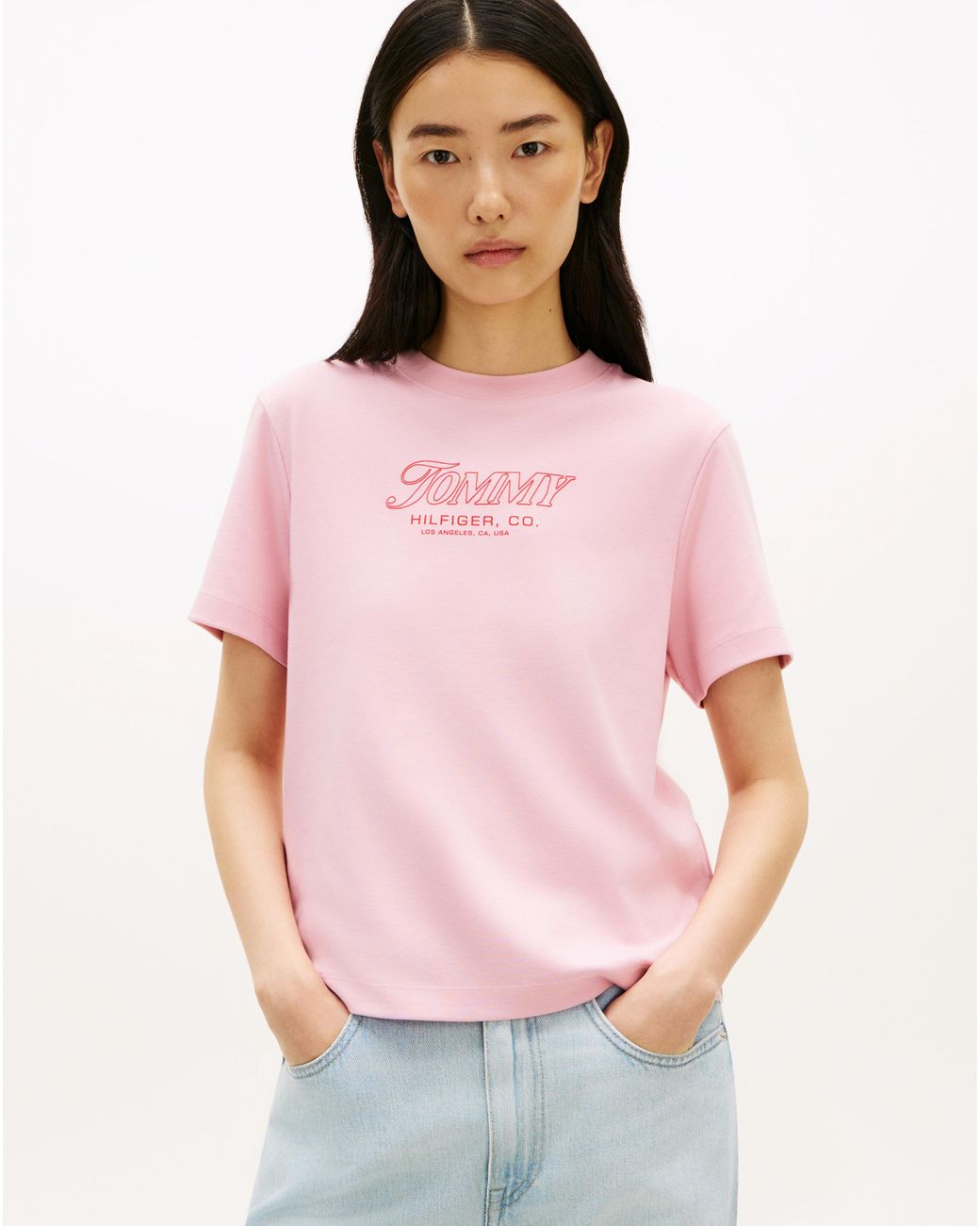 Tommy Hilfiger Pink Crew Neck Ss Tee