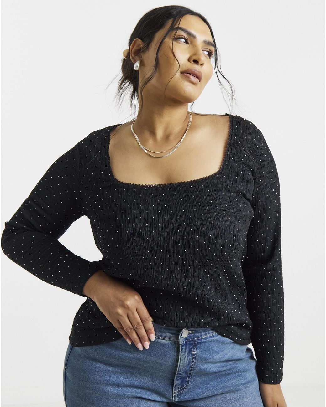 Simply Be Black Square Neck Top