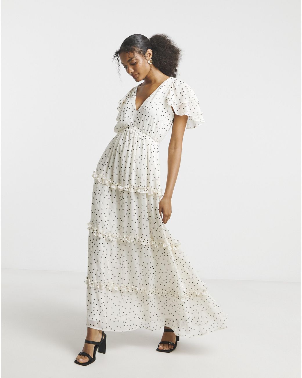 Joanna Hope White Maxi Ruffle Dress