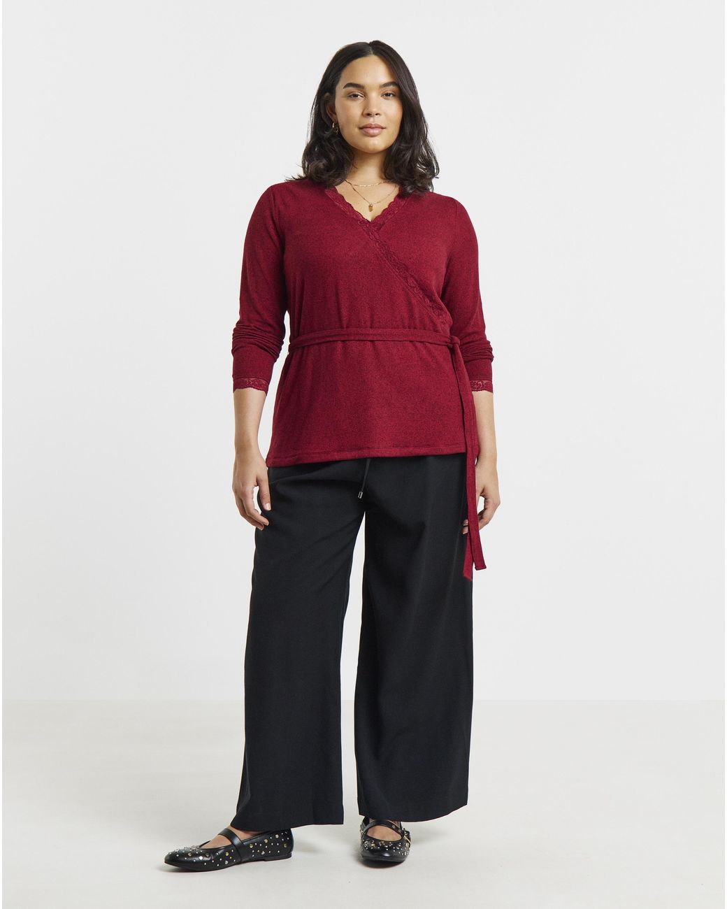 Simply Be Red Cosy Wrap Top