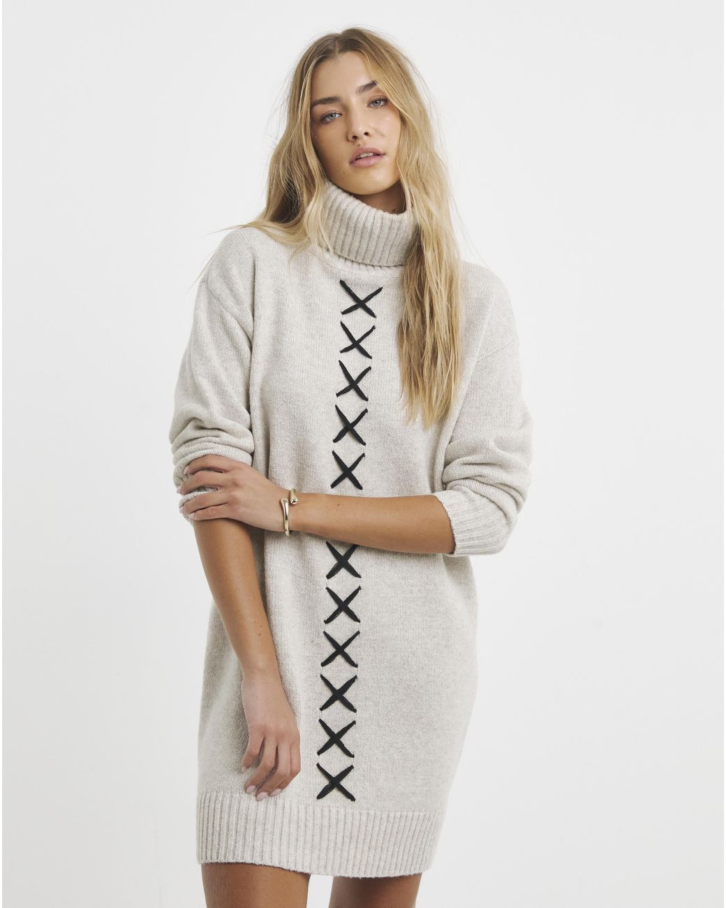 Native Youth White Cross Stitch Dress