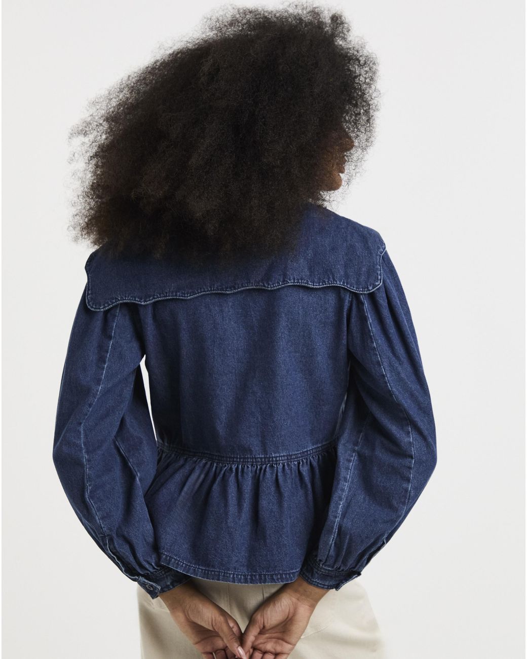 Simply Be Blue Scalloped Peplum Blouse