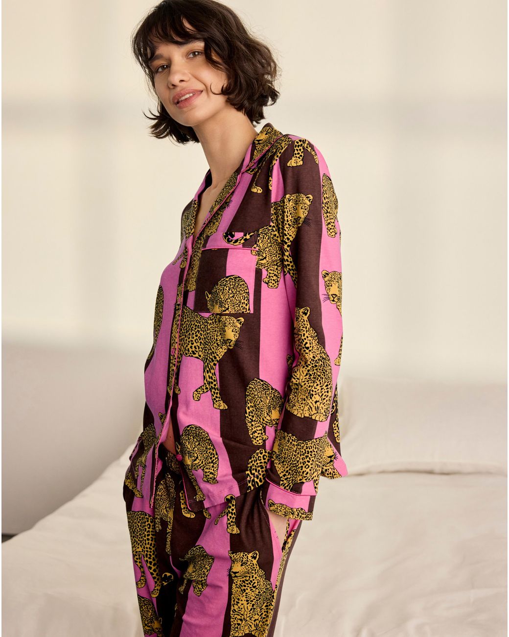 Chelsea Peers Pink Classic Long Button Up Set