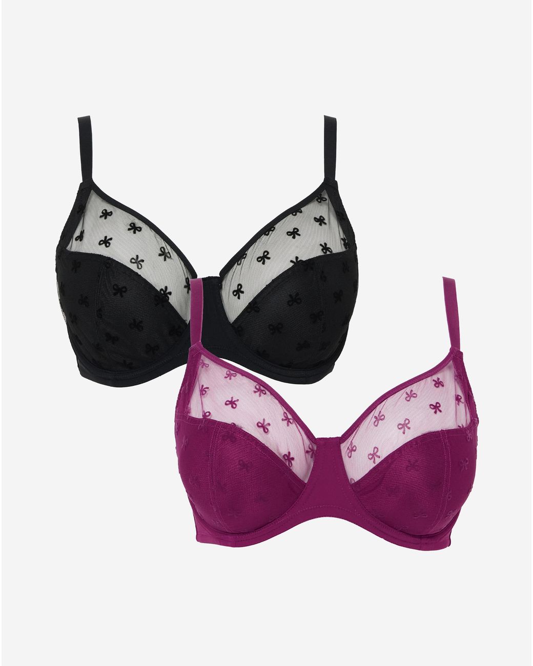 Pretty Secrets Pink 2 Pack Hannah Bow Full Cup Bra
