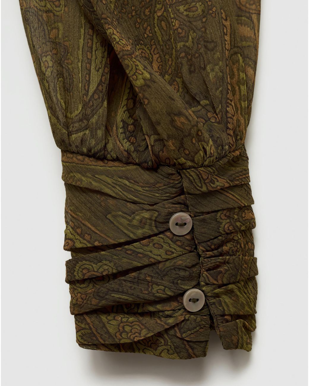 Mango Green Oak Bow Printed Blouse