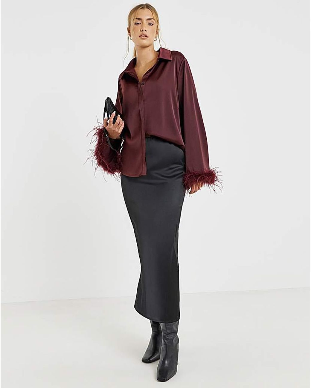 Lovedrobe Red Satin Feather Shirt