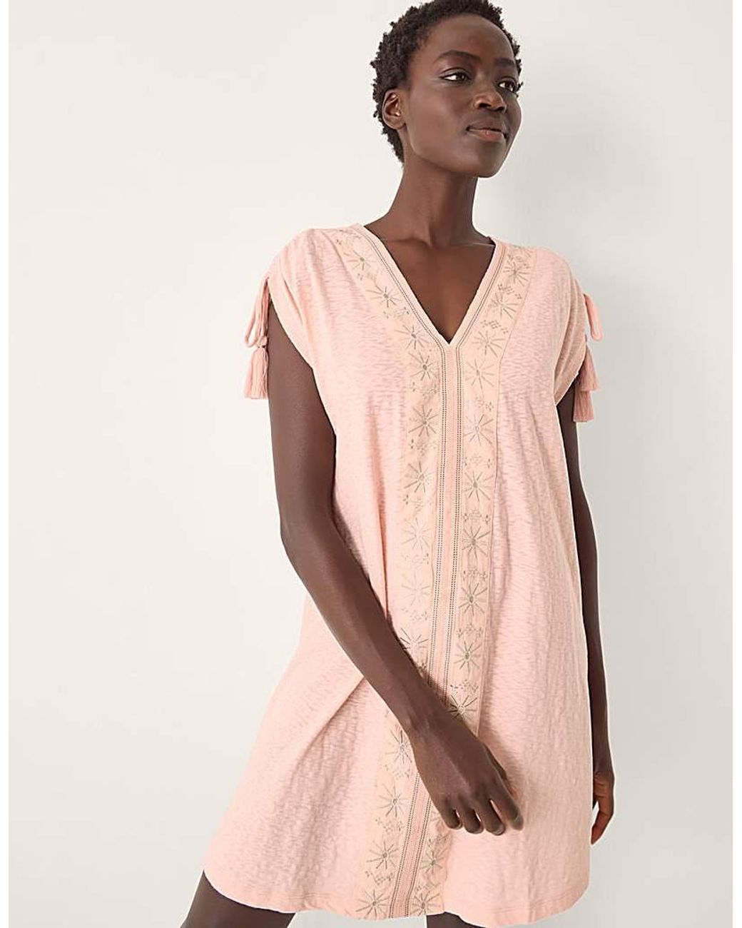 Monsoon Natural Julie Mini Kaftan Dress