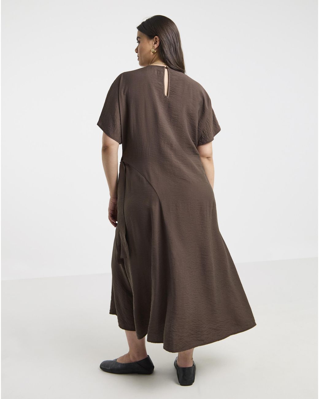 Simply Be Brown Side Tie Midi Dress