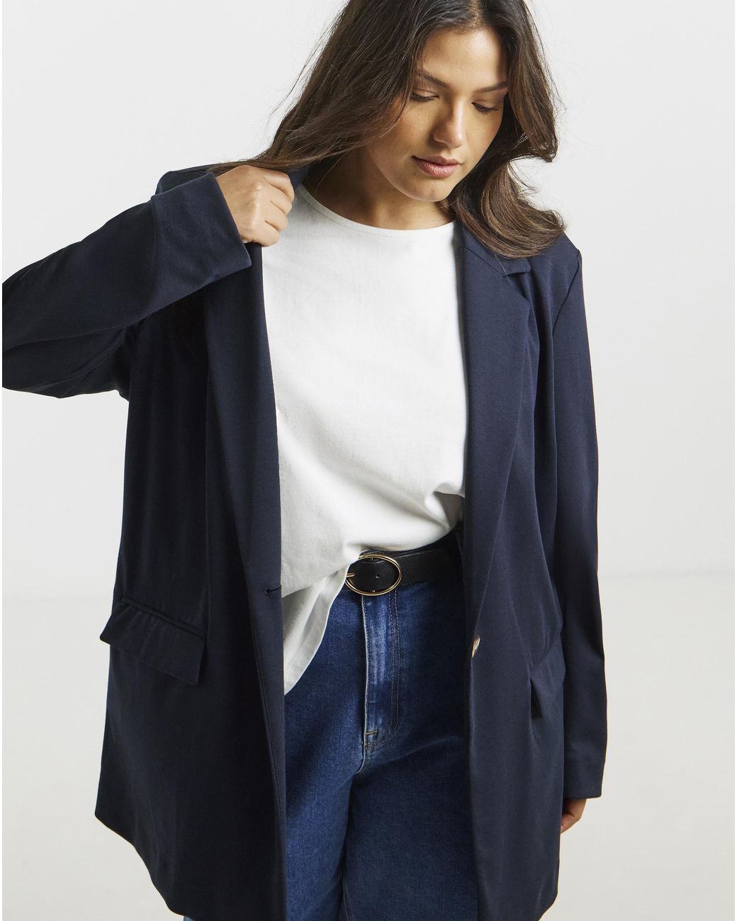 Simply Be Blue Ponte Blazer