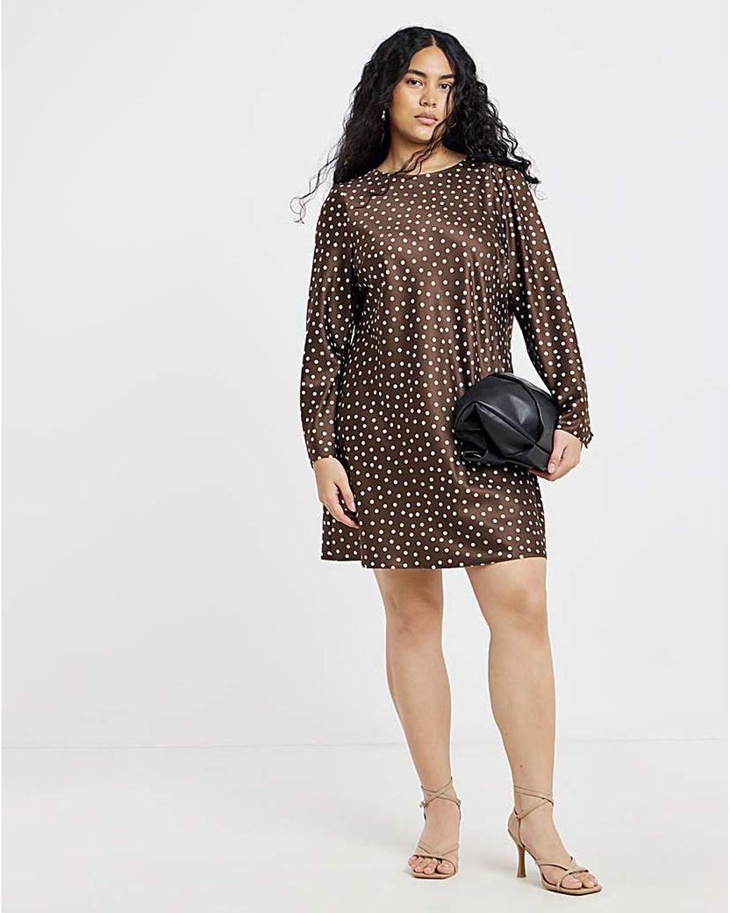 Simply Be Brown Satin Shift Dress