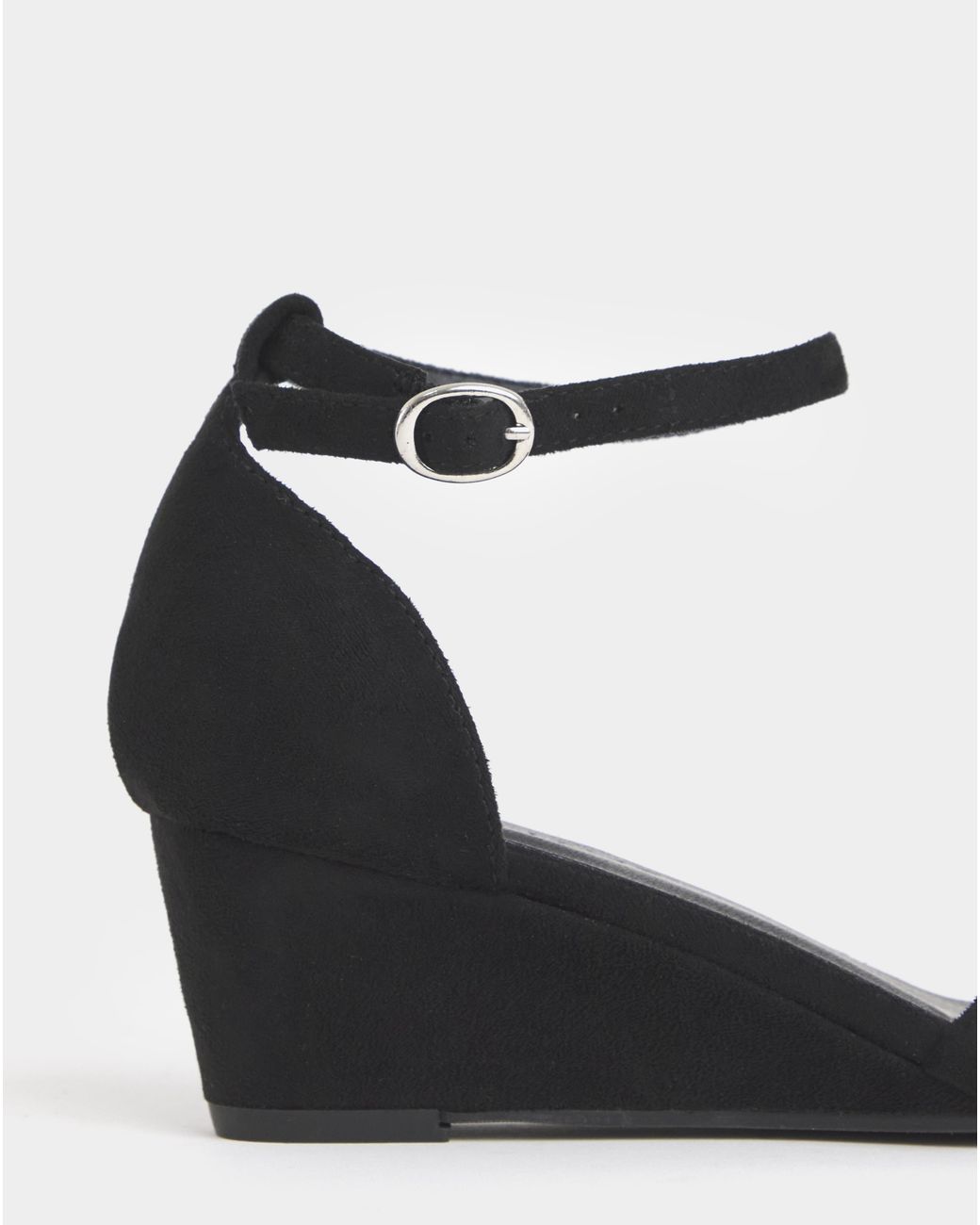 JD Williams Black Low Wedge Two Part Sandals Ex Wide