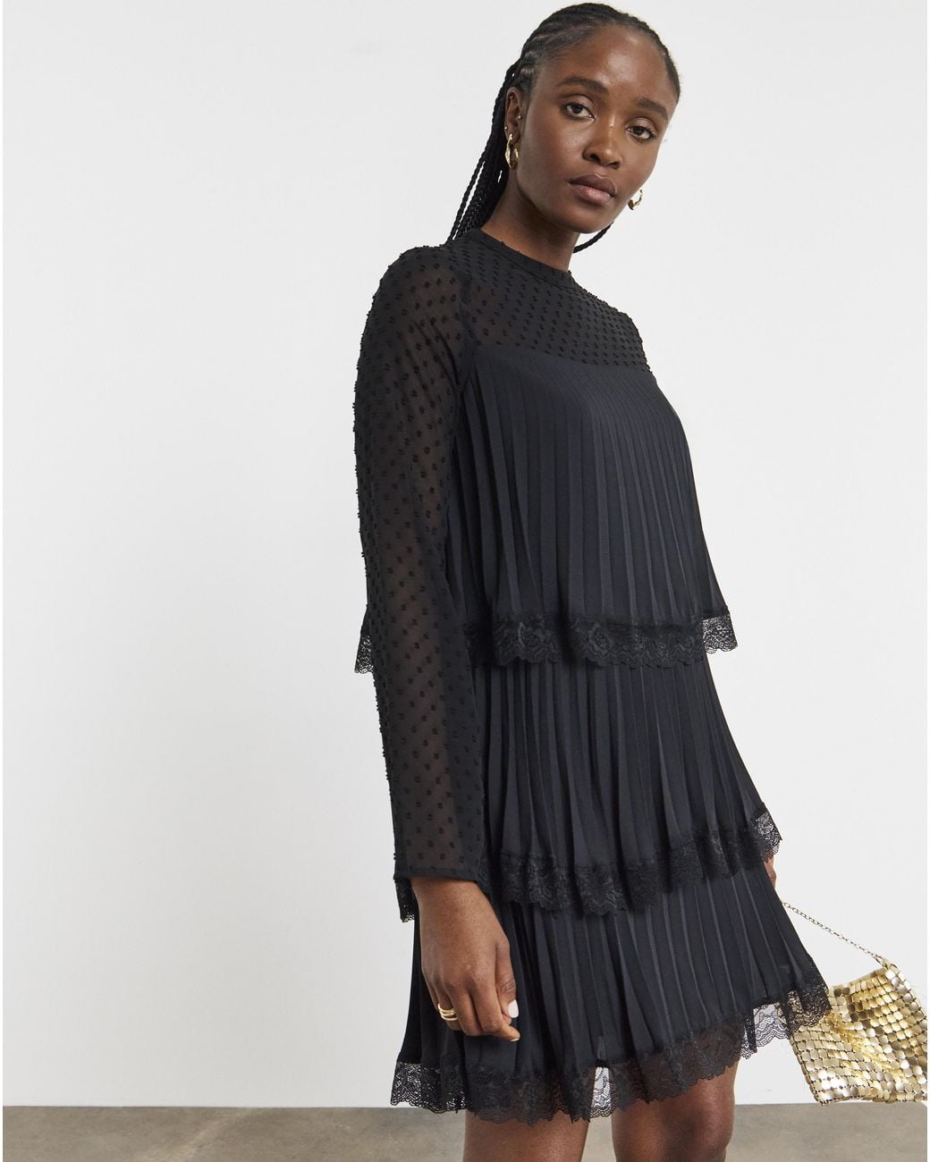 Joanna Hope Black Tiered Shift Dress