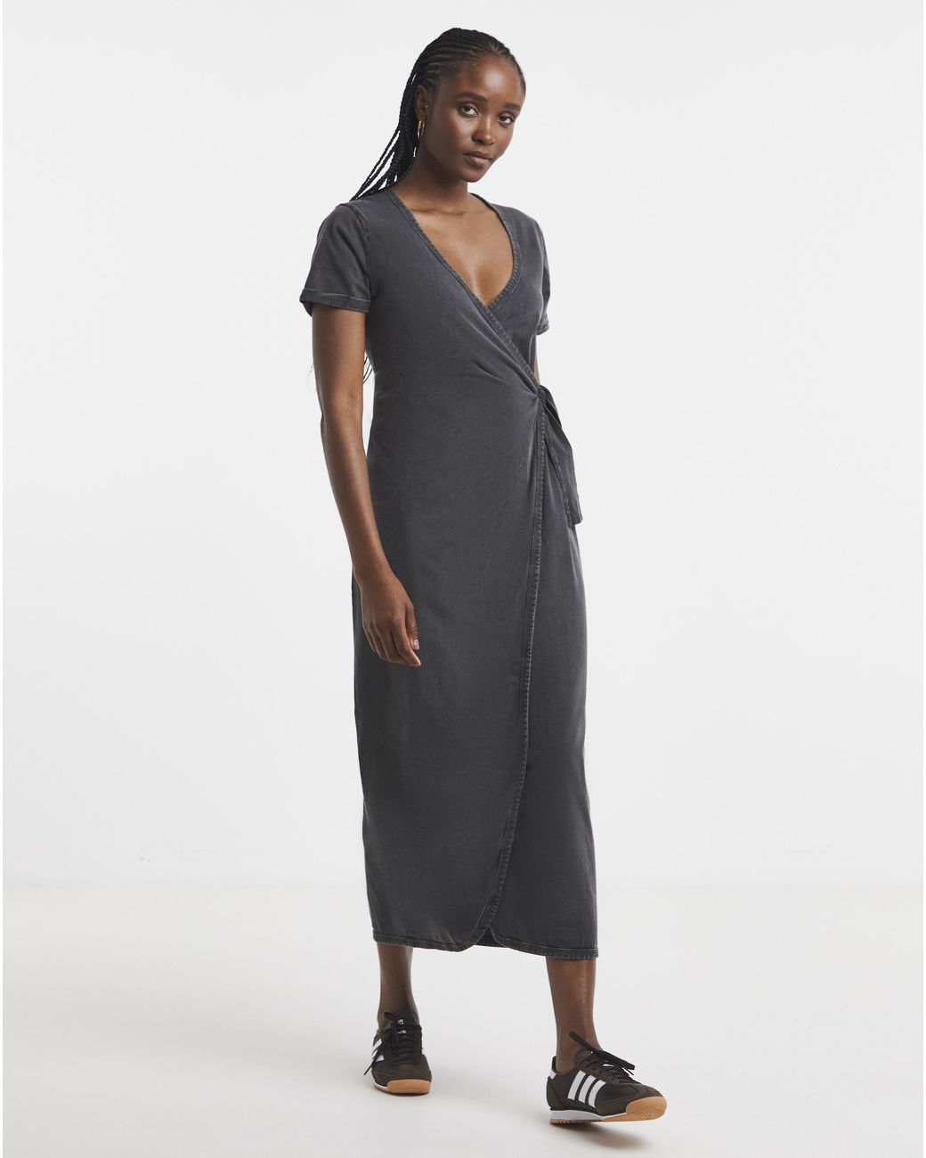 Simply Be Blue Cotton Jersey Wrap Midi Dress