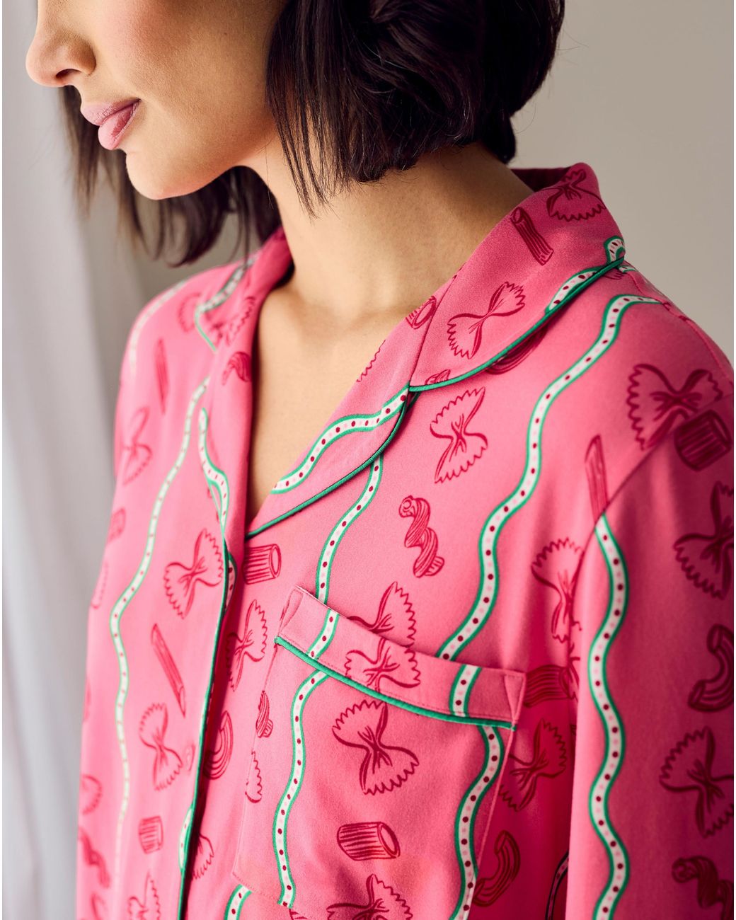 Chelsea Peers Pink Classic Long Button Up Set