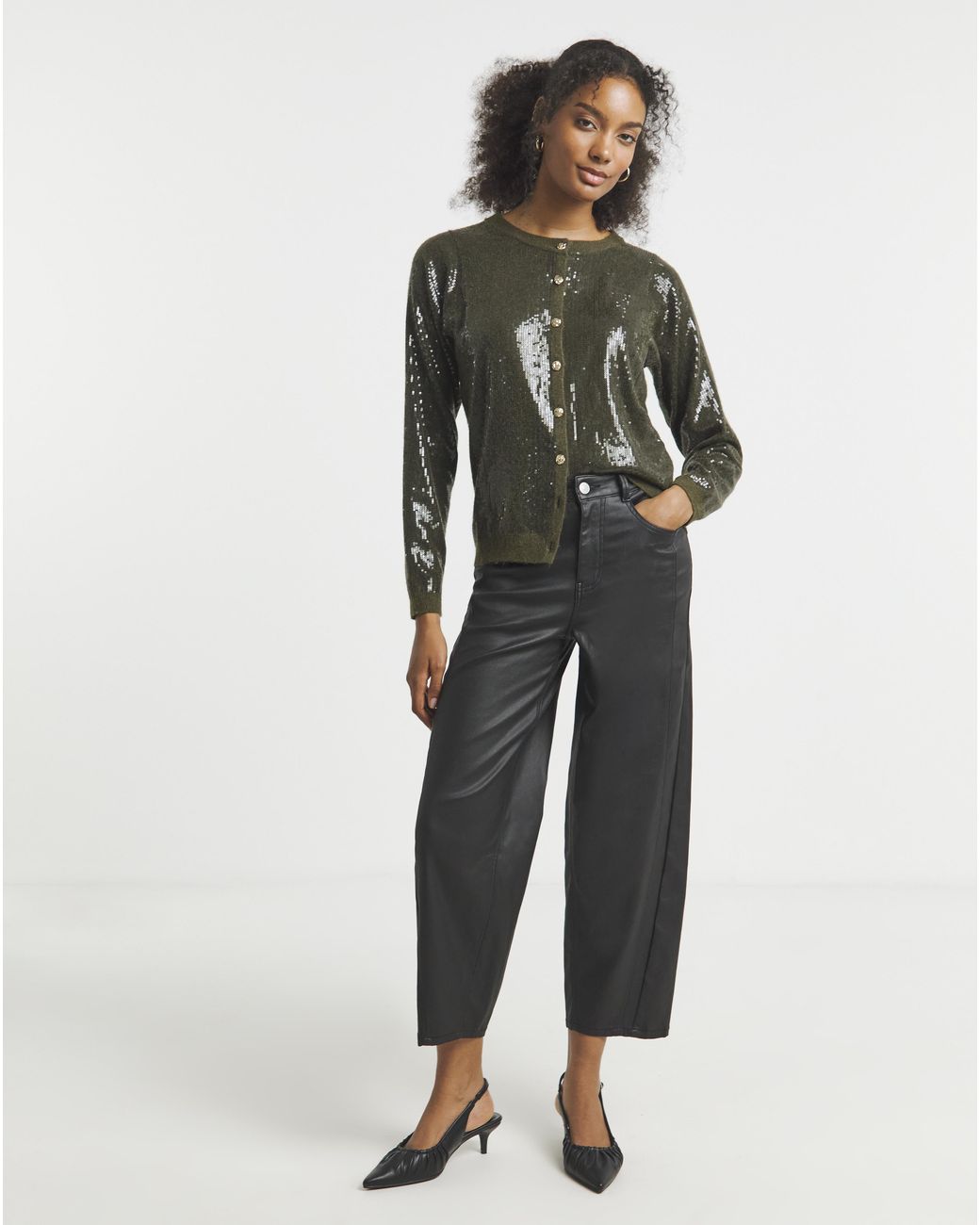Joanna Hope Black Sequin Knit Cardigan